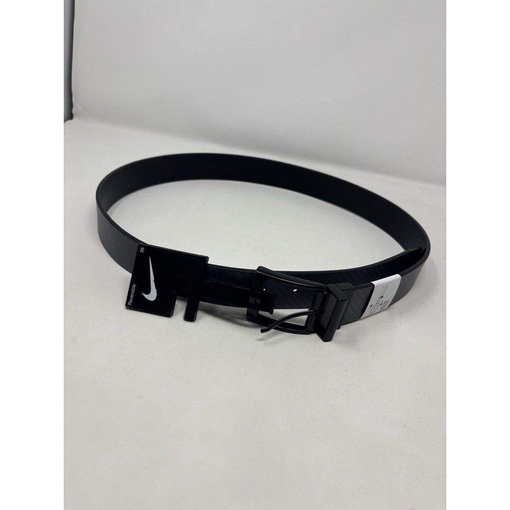 Nike Reversible Belt Men’s Size 36 Black Logo Pattern Buckle NWT $38